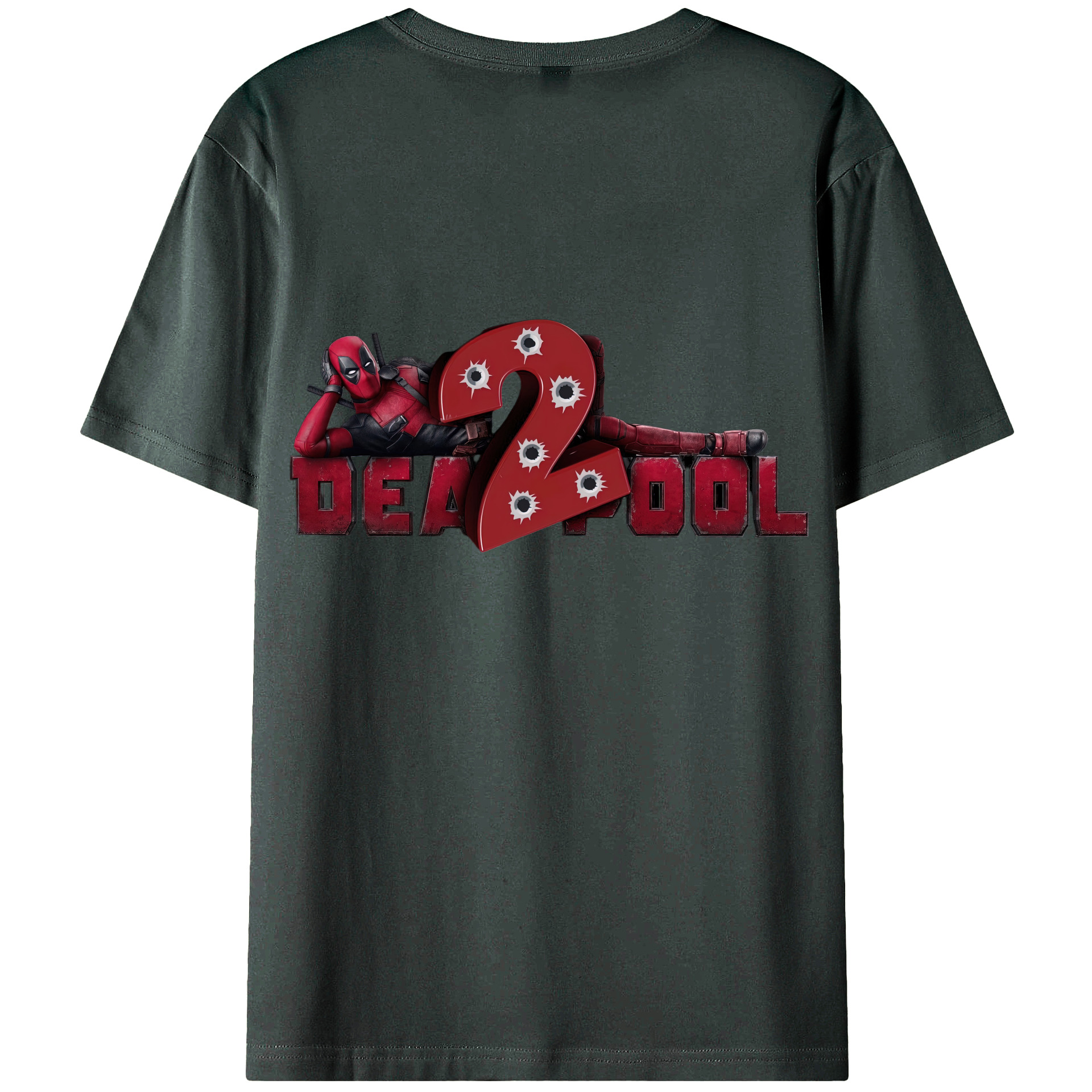 （画像用） Deadpool デッドプール 綿100％ メンズ半袖Tシャツ（バックプリント） 通気性